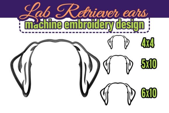 Labrador Retriever Dog Ears Embroidery Design