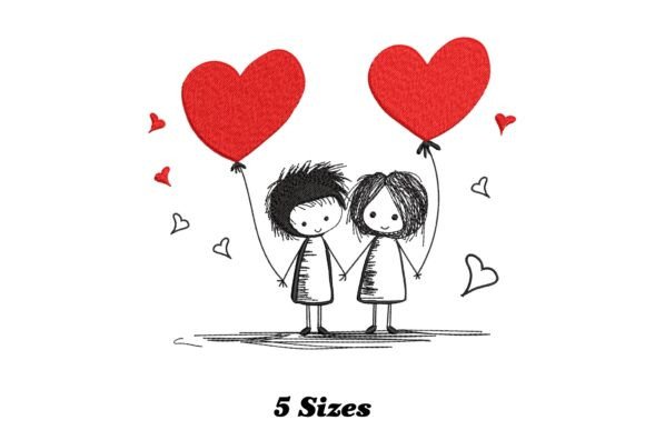 Romantic Couple Heart Shape Embroidery